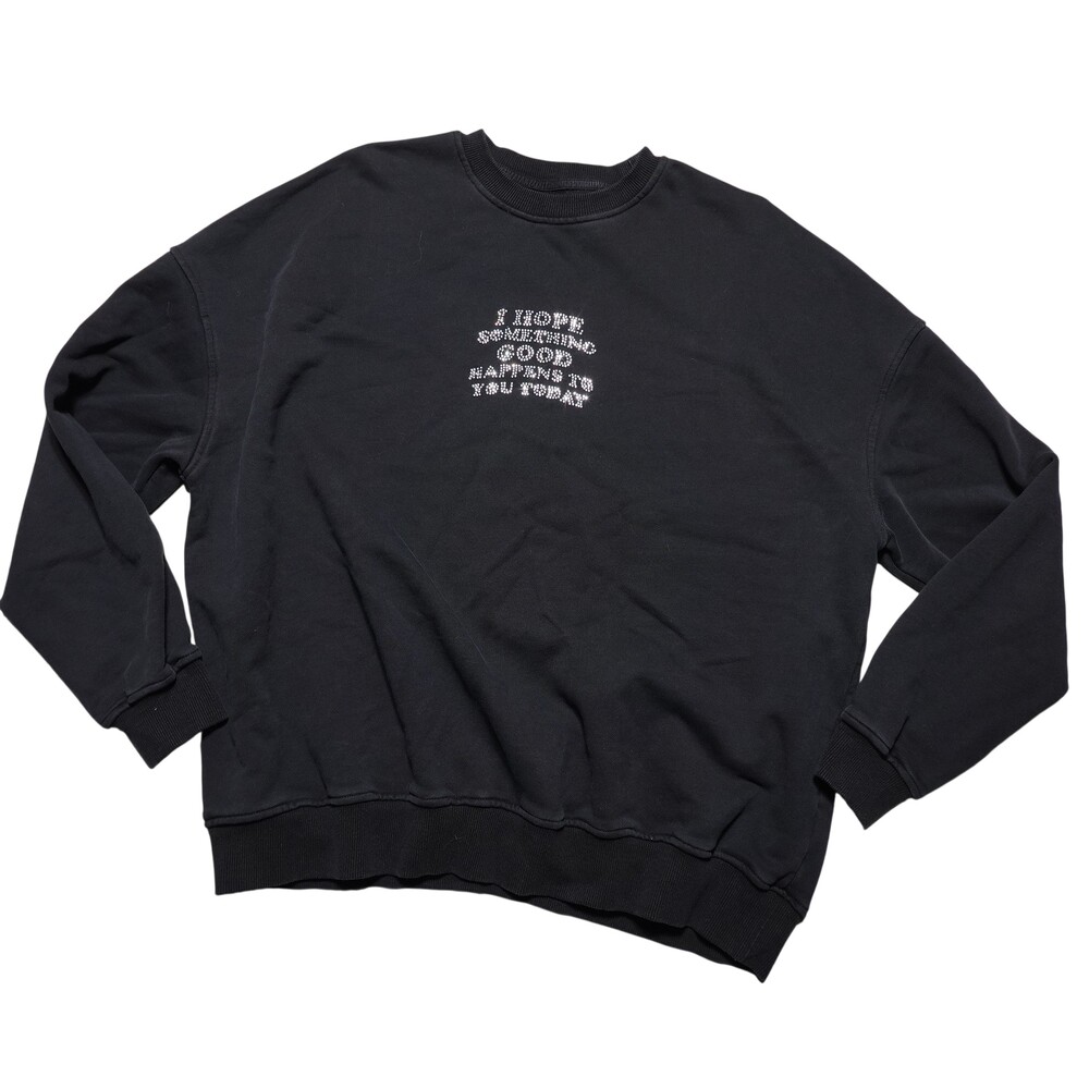 Sunkissed Coconut Sweatshirt Womens Large Black Rhinestone Graphic Motivational